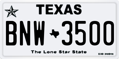 TX license plate BNW3500