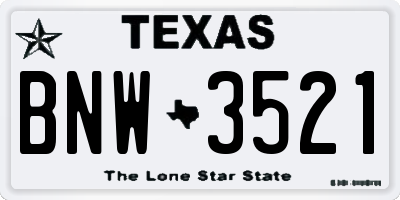 TX license plate BNW3521