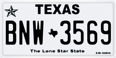 TX license plate BNW3569