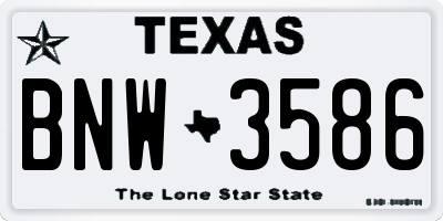 TX license plate BNW3586