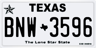 TX license plate BNW3596