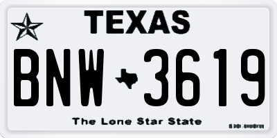 TX license plate BNW3619