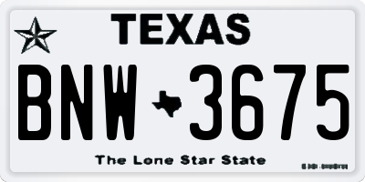 TX license plate BNW3675
