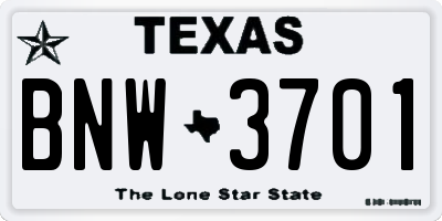 TX license plate BNW3701