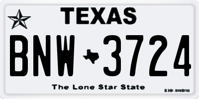 TX license plate BNW3724