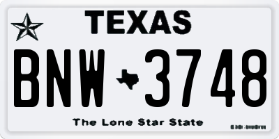 TX license plate BNW3748