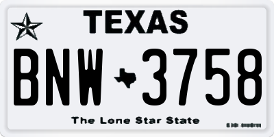 TX license plate BNW3758