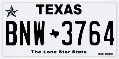 TX license plate BNW3764