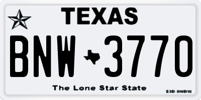 TX license plate BNW3770