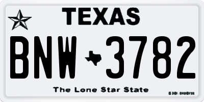 TX license plate BNW3782