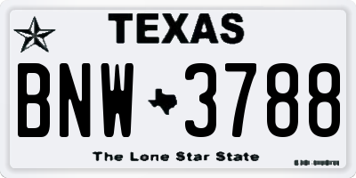 TX license plate BNW3788