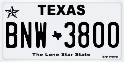 TX license plate BNW3800