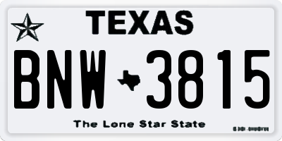 TX license plate BNW3815