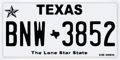 TX license plate BNW3852