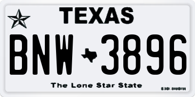 TX license plate BNW3896