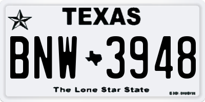 TX license plate BNW3948
