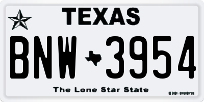 TX license plate BNW3954