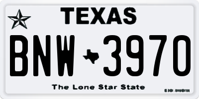 TX license plate BNW3970