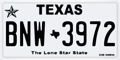 TX license plate BNW3972