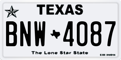 TX license plate BNW4087