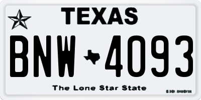 TX license plate BNW4093