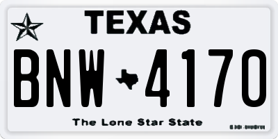 TX license plate BNW4170
