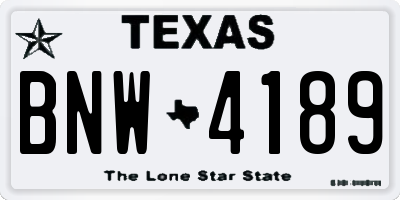 TX license plate BNW4189