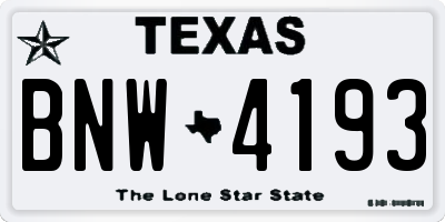 TX license plate BNW4193