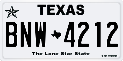 TX license plate BNW4212