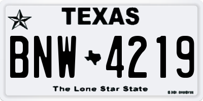 TX license plate BNW4219