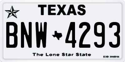 TX license plate BNW4293