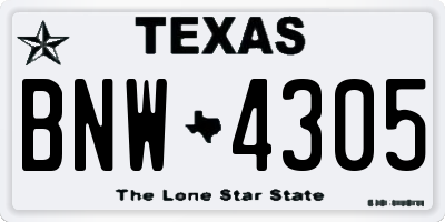TX license plate BNW4305