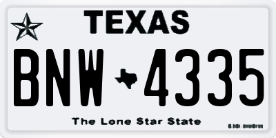 TX license plate BNW4335