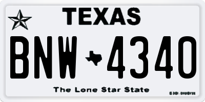 TX license plate BNW4340