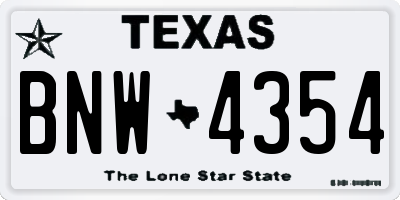 TX license plate BNW4354