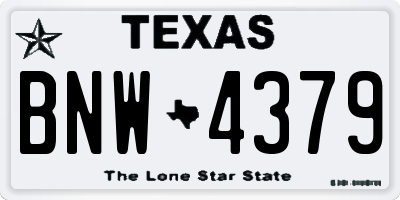 TX license plate BNW4379