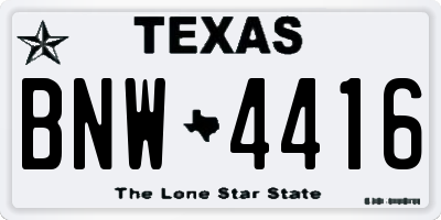 TX license plate BNW4416