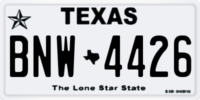 TX license plate BNW4426