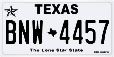 TX license plate BNW4457