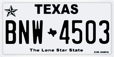TX license plate BNW4503