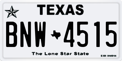 TX license plate BNW4515