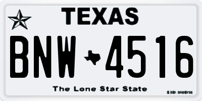 TX license plate BNW4516