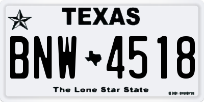 TX license plate BNW4518
