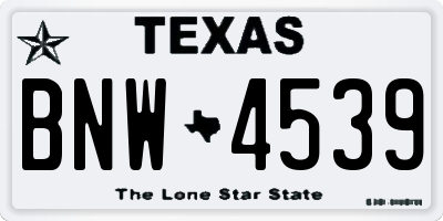 TX license plate BNW4539