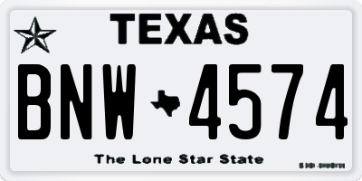 TX license plate BNW4574