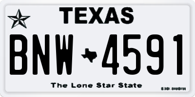 TX license plate BNW4591
