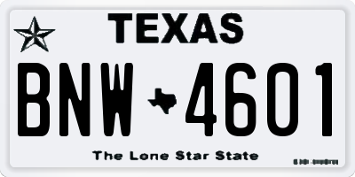 TX license plate BNW4601