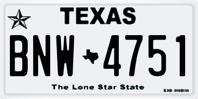 TX license plate BNW4751