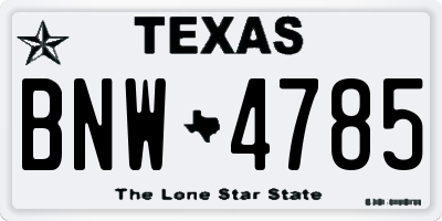 TX license plate BNW4785