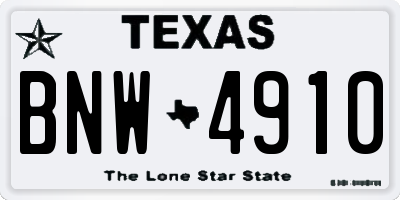 TX license plate BNW4910